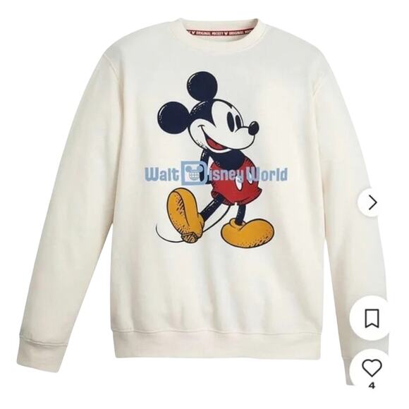 Walt Disney world Mickey Women's pullover Sweatshirt  US size small off-white - Picture 1 of 9